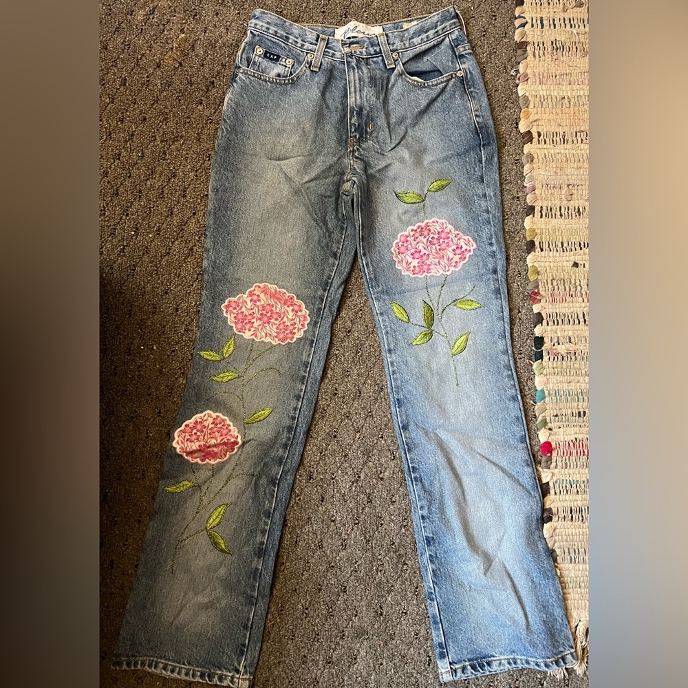 Express Bless vintage flower boot cut jeans